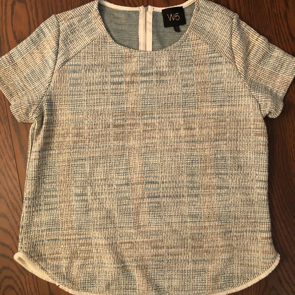 Anthropologie W5 Woven Top Fringe Hem Size Medium